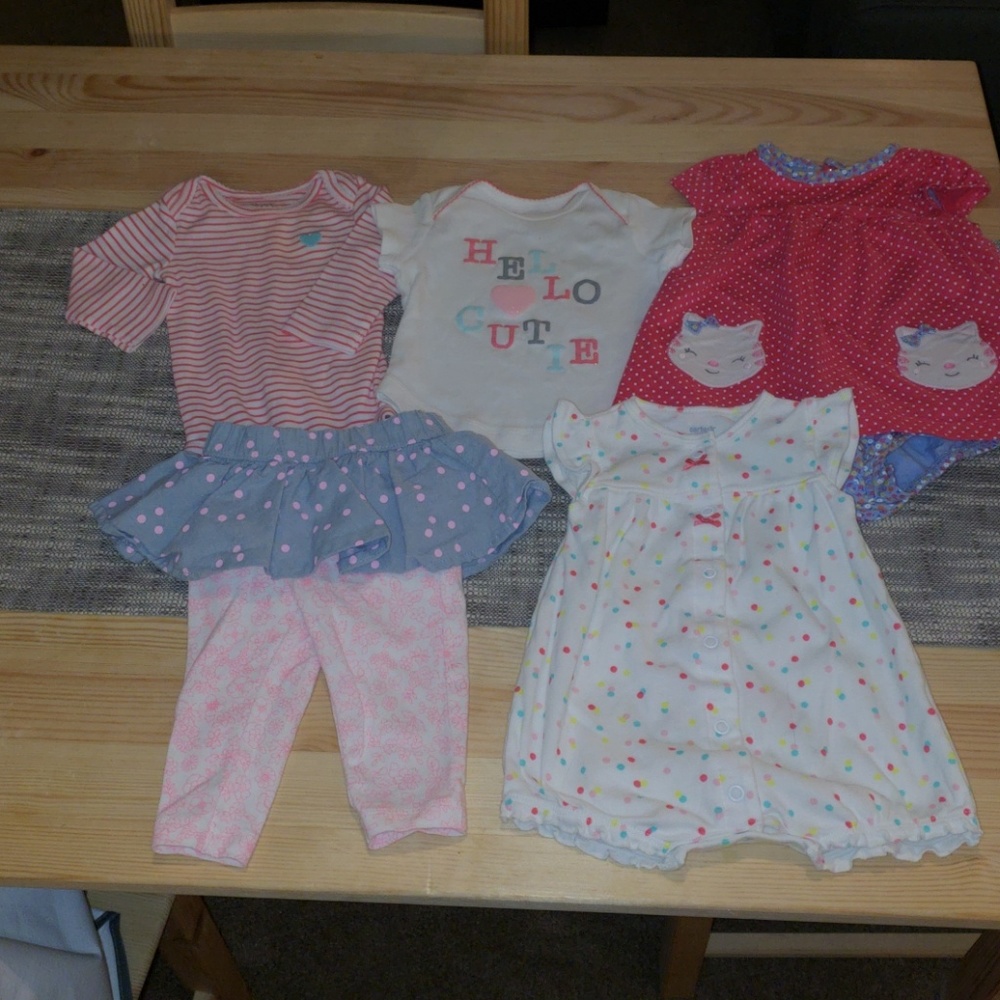 5 pack bundle of carters baby girl 3-6 months